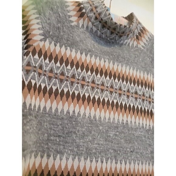 70s David Crystal Mock Turtleneck Sheath Dress Argyle Diamond Motif - Picture 3 of 13